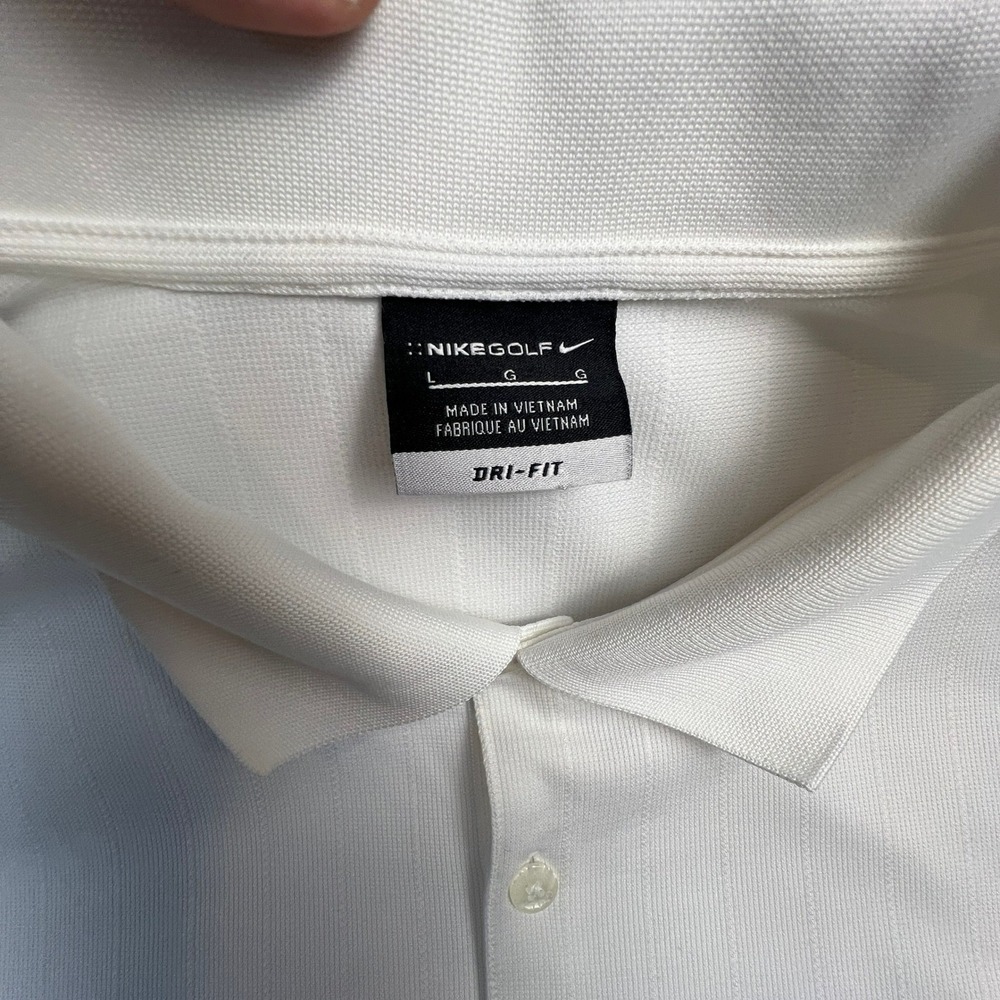 Nike Golf Dri Fit White Mens Polo Large Shirt Embroidered Unum Logo‎ - Picture 3 of 11